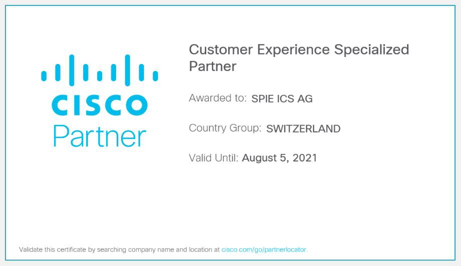 SPIE ICS SA reçoit ‘Cisco Customer Experience Specialization’